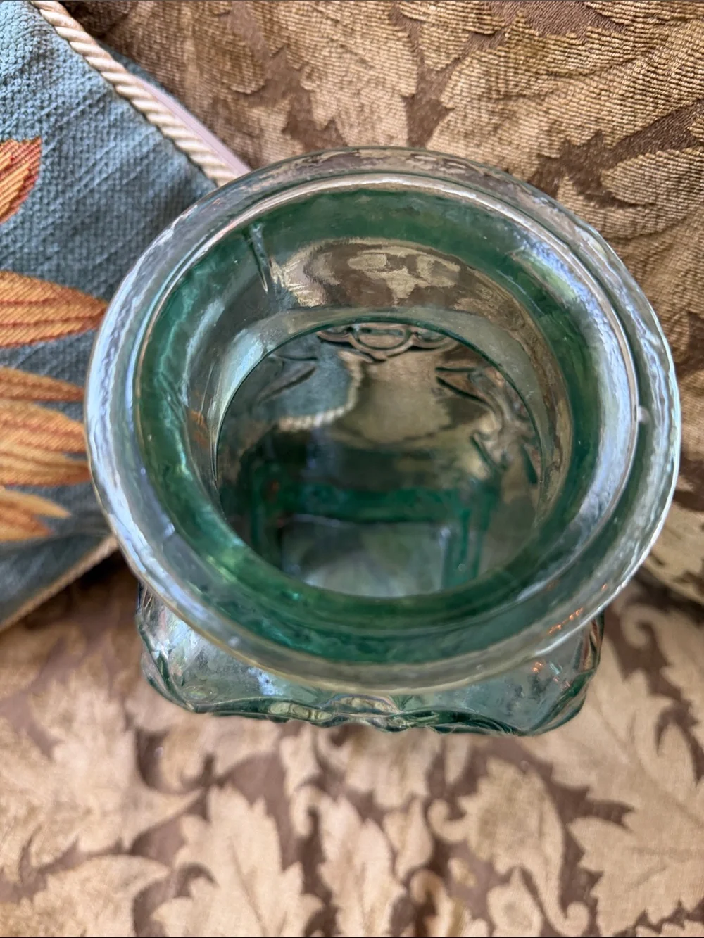 Vintage Pressed Recycled Embossed Glass Repurposed Vase